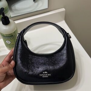Coach Carmen Shiny Black Mini Shoulder Bag